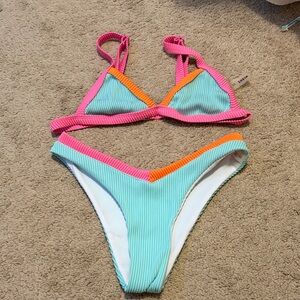 SHEIN Pink and Orange Bikini Set